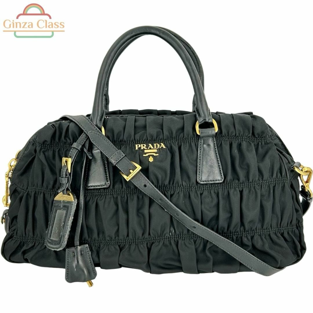 Prada Ginza Class 2Way Nylon Shoulder Bag Crossbody Handbag Black for Women  