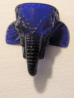  Vintage Cobalt Blue Elephant Wall Pocket 