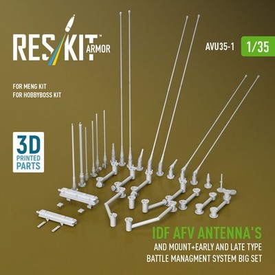 ResKit AVU35-0001 - 1:35 IDF AFV antenna's and mount+early and late type battle