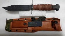 Vintage US Camillus 1971 Vietnam Pilot's Survival Knife w/ Sheath and Stone