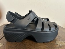 Crocs Black Stomp Fisherman Platform Sandal Mens 6 / Womens 8