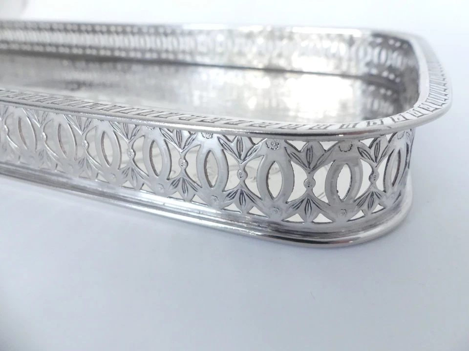 ♛ Schönes rechteckiges englisches Tablett "Falstaff" - 42 x 19 cm - versilbert ♛ - Bild 3 von 4