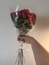 A Bouquet of 12 Red Artifical Long Stemmed Roses That Look So Realistic. New
