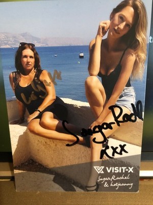 Autogrammkarte Sugar Rachel & hotjeanny - Erotikstars- original - signiert - gut