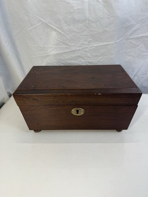 Vintage 1991 The Bombay Company Wooden Jewelry Box Removable Tray Blue Velvet
