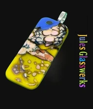 Hand Crafted  Fused Glass Pendant Necklace W/ Chain  #1240