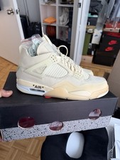 Jordan 4 Off-White Sail taglia 10,5M/12W con scatola e lacci extra