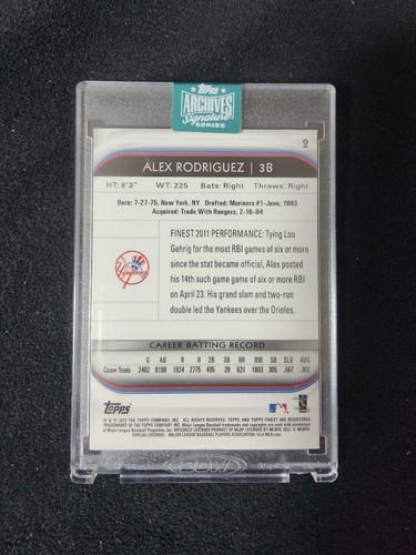 2012 Topps Finest Archives Alex Rodriguez New York Yankees Auto 1/1 #2 - Picture 16 of 24