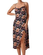 ASTR the Label Gaia Black Size S Dress Midi Vibrant Floral Print Sleeveless