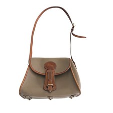 Dooney Bourke All Weather Leather Vintage Shoulder Bag Taupe Tan Duck Logo