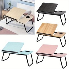 [Cozy Comfort] Versatile Folding Laptop Desk with Cup Holder - 5-Level Adjustabl