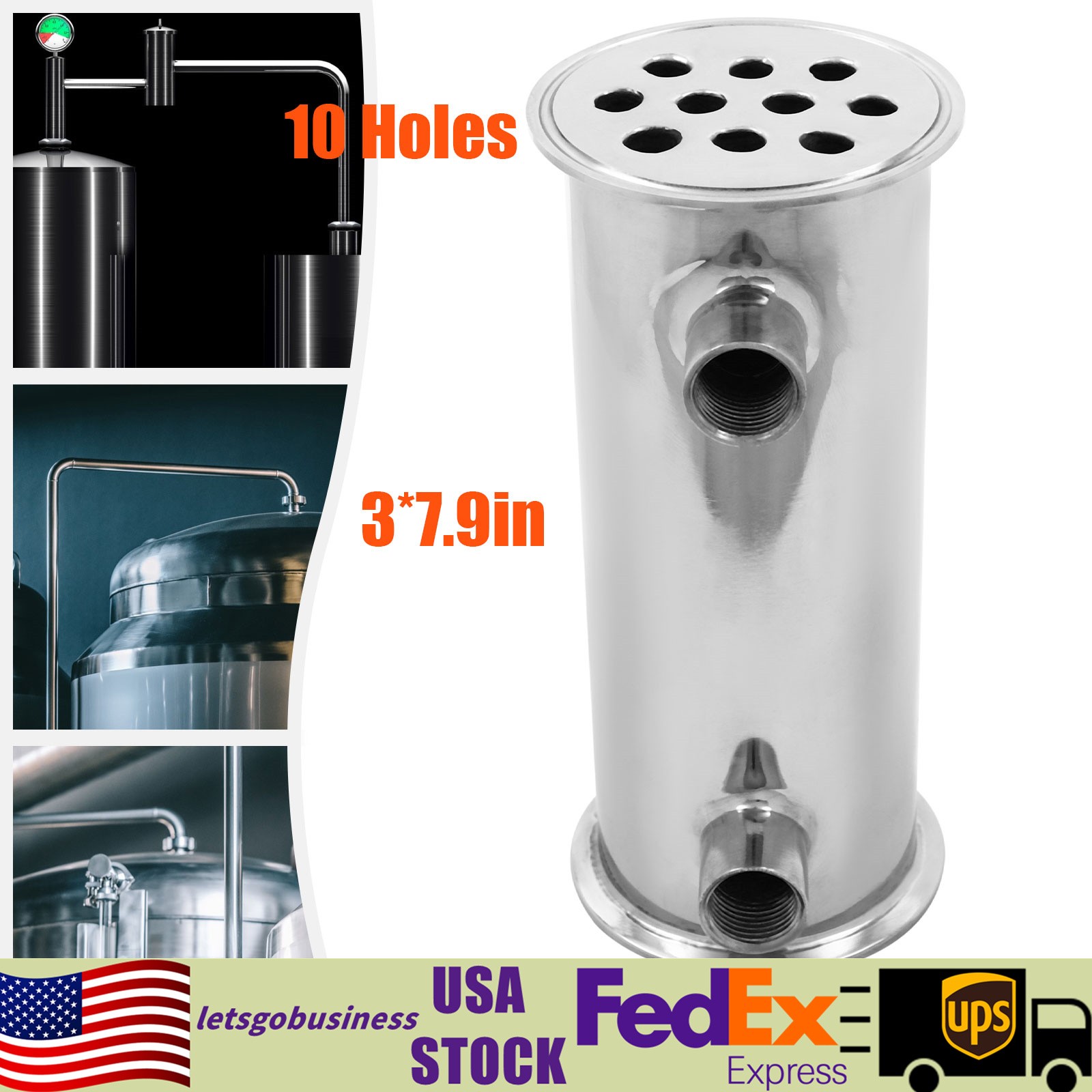 3" Tri Clamp Dephlegmator Condenser for Moonshine Reflux Still Column w 1/2" npt