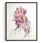 Original Abstract 11x14 Acrylic Rooster Signed Farmhouse Canvas Wall Art — photo 1