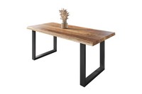 Esstisch Baumkante Massiv Mango Rough 180 X 90 U-Gestell Schwarz Atlas