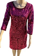 Forever 21 Hot Pink Sequin Body Con Dress New Years Eve Ready 🥳Size M (82)