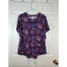 NEW Women's sz M Disney Villians Short Sleeved Scrub Top Purple