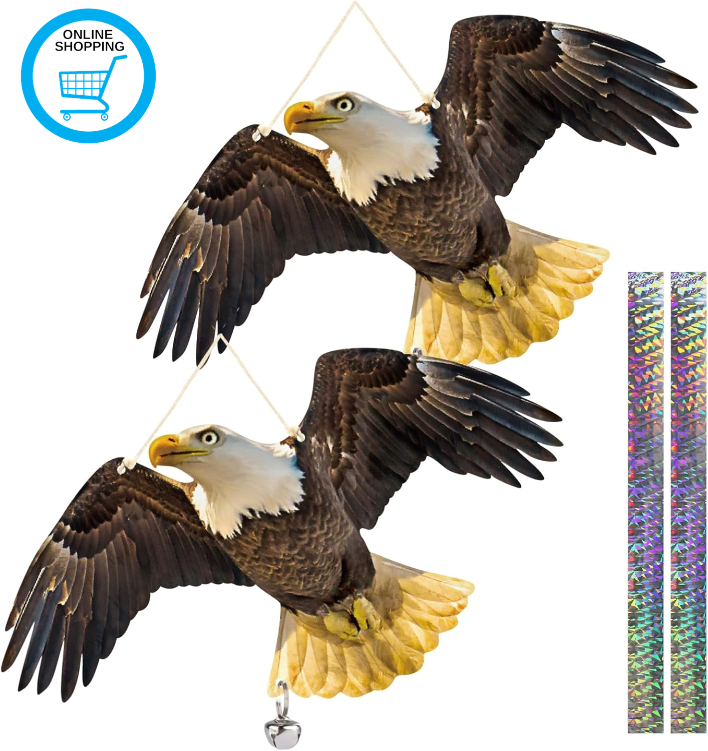Quality Upgraded Hawk Bird Scarers for Gardens Roofs Yards, Pigeon Deterrent wit