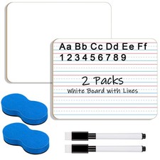Dry Erase Board with Lines, 2 Packs Double-Sided Lined White Boards for Class...