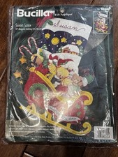 VINTAGE BUCILLA 18" FELT STOCKING SANTA SLEIGH  83384 Sealed 1996