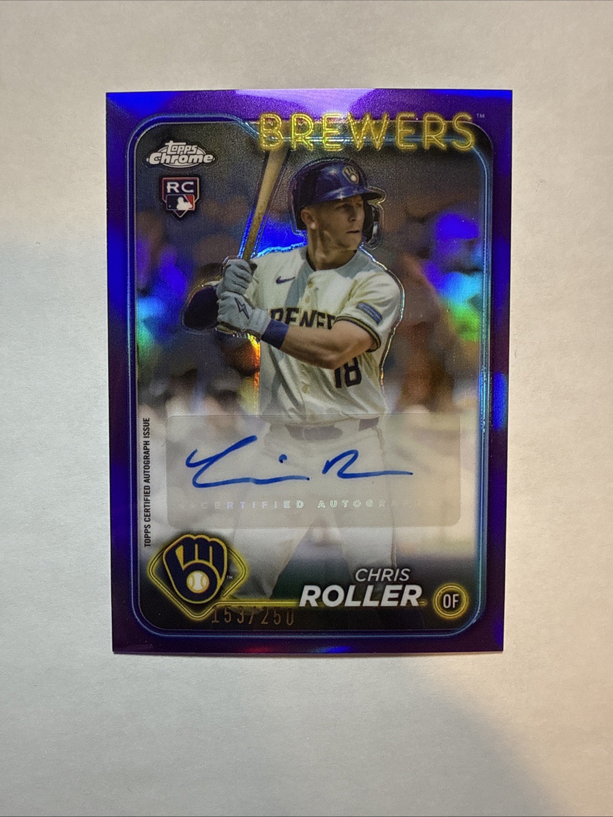 2024 Topps Chrome Update - Autographs Chris Roller #AC-CRR Purple Refractor /250