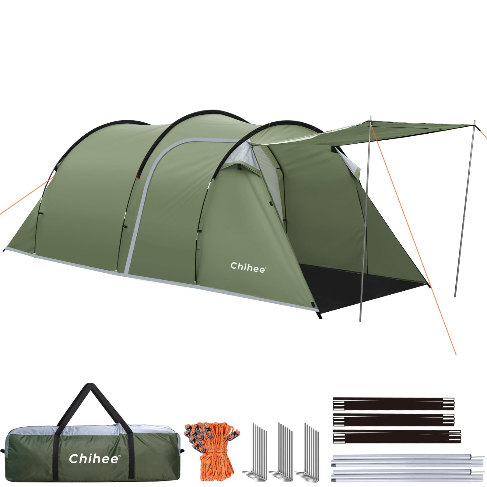Camping Tents Tunnel Tent 4 Person Family Tents with 2 Doors Extra Large Weat...