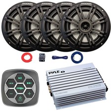 Metra IBBTR19 Marine 3-Zone Controller, 4x 6.5" 150W Speakers, Amp w/Kit, Wire