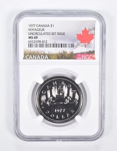 1977 MS69 Canadian $1 Dollar Voyageur Unc Set Issue NGC Canada Lbl *2258