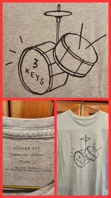 Ace Hotel x Atelier Ace 3 KEYS Drum Set Graphic Band Knit T-Shirt Size Large 