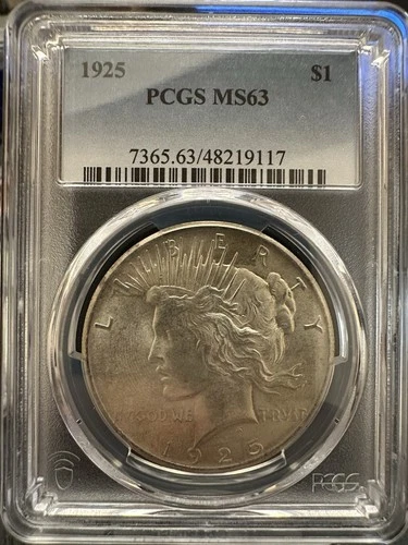 1925 Peace Dollar $1 PCGS MS63 Silver Philadelphia Uncirculated
