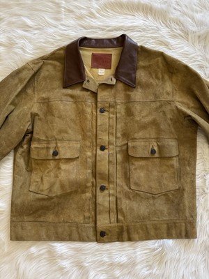 RRL Double RL Ralph Lauren Suede Roughout Leather Collar Jacket