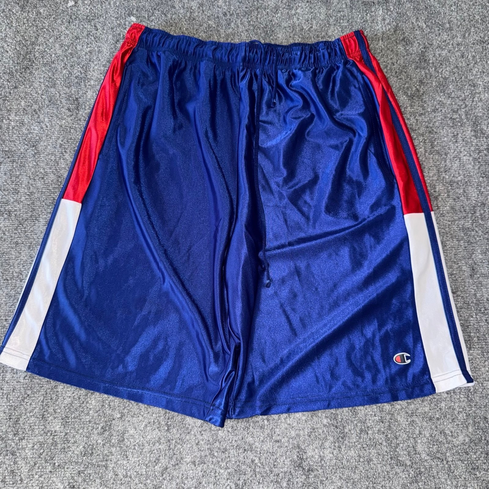 Champion Blue Dazzle Silky Grail Baggy Hoop Shorts Mens XL Vtg y2k 90s Rare