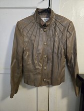 St. John  Collection Brown 100% Lamb Leather jacket women size 8
