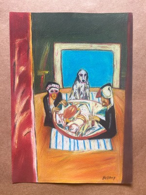John Bellany (Handmade) Zeichnung Mischtechnik auf altem Papier signiert und ...