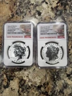 2023 S NGC REVERSE PROOF PF69 SILVER MORGAN & PEACE DOLLAR 2 Pc Coin Set 006