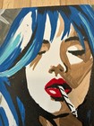 Original Abstract Smoking Woman Painting 14x11 canvas Modern Wall Art Home Decor — photo 5