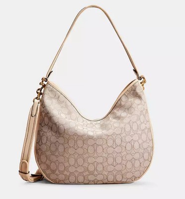 Coach Soft Tabby Stone & Ivory Signature C Jacquard/Leather Hobo Crossbody-NWT
