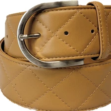 Tailored Sportsman Quilted C Belt - Caramel w/ Silver Buckle