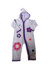 Hanna Andersson Floral Lavender Zip Up Hooded Sleeper Playsuit Sz 30 / 12-18 Mos