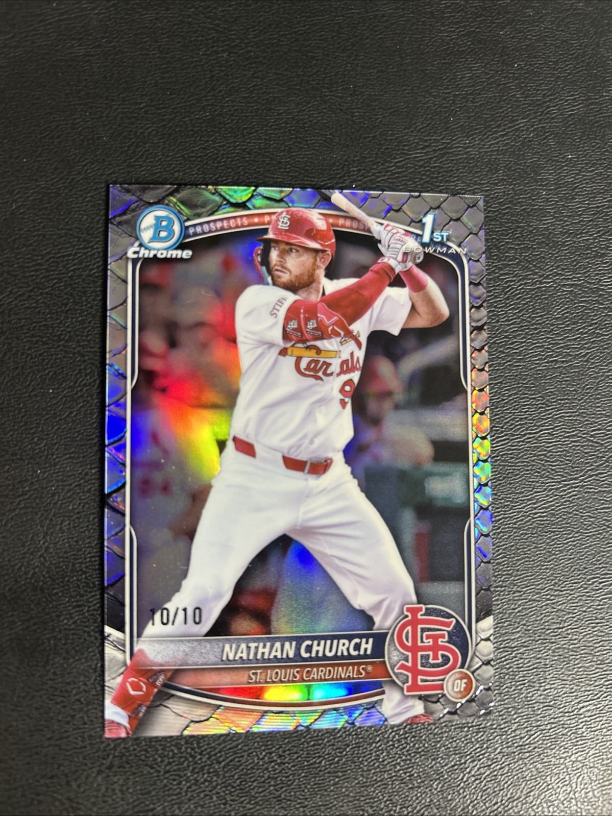2025 Bowman Chrome Nathan Church Black Reptilian 10/10 1st St Louis Cardinals
