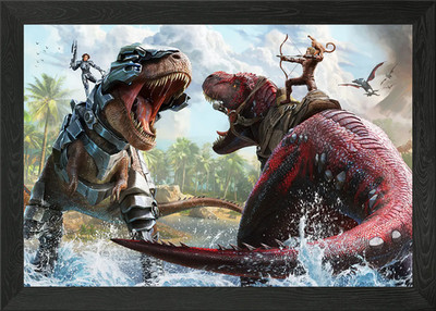 ARK: Survival Evolved Dinosaur Batt gerahmtes Wandbild Poster Leinwanddruck Bild