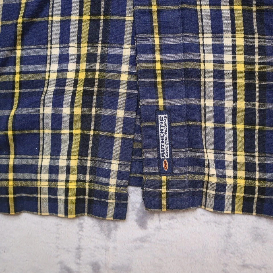 Lugz Authentic Shirt Adult XXL Blue Plaid Short Sleeve Button Up Casual Men - Image 4 of 4