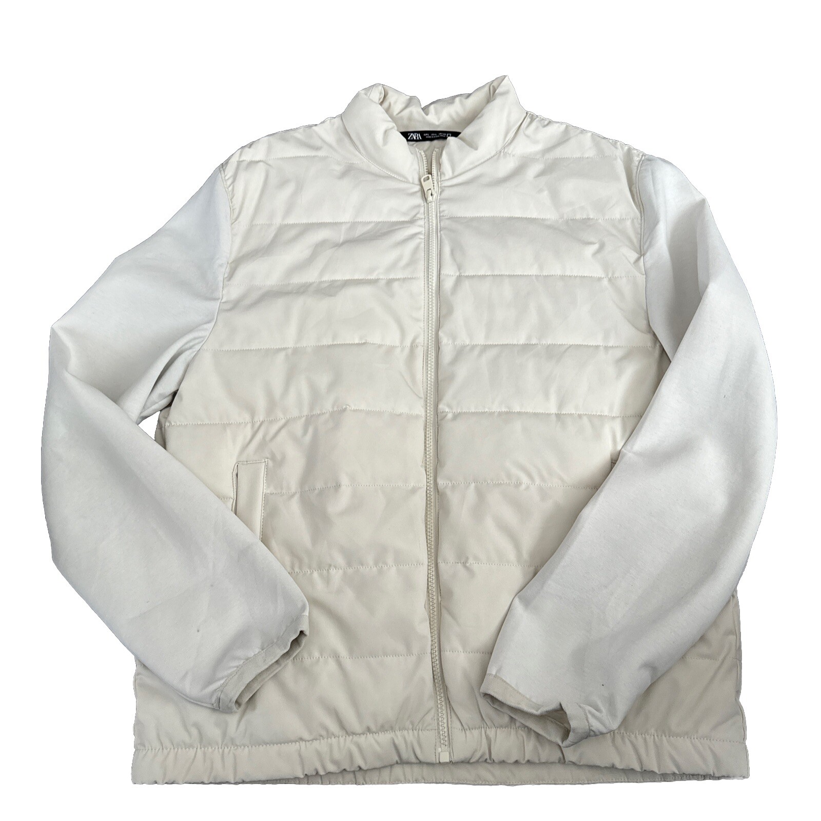 ZARA Puffer Jacket Coat Off White Cream Ivory Size: L