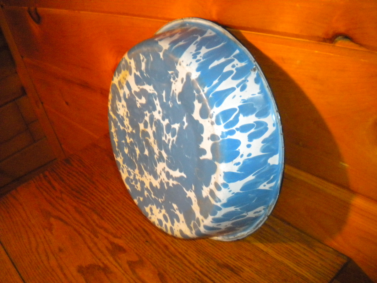 Vintage Blue & White Enamelware Pan | eBay