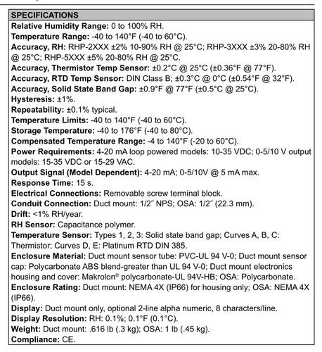 Transmisor de humedad Dwyer Instruments RHP-2S11 P/N 100559-89 - Imagen 7 de 7