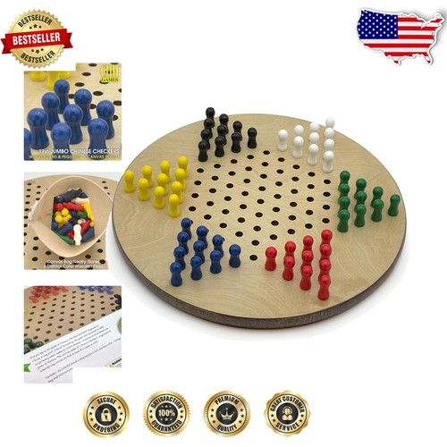 17'' Jumbo Chinese Checkers with Durable Wood Pegs - Classic Family Game