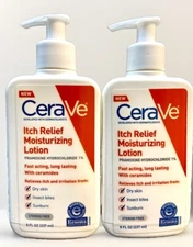 2 cerave itch relief moisturizing lotion 8oz ea scuffed bottle