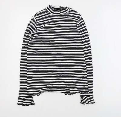 Marks and Spencer Damen Schwarz Hochgeschlossen Baumwollmischung Pullover Größe 12