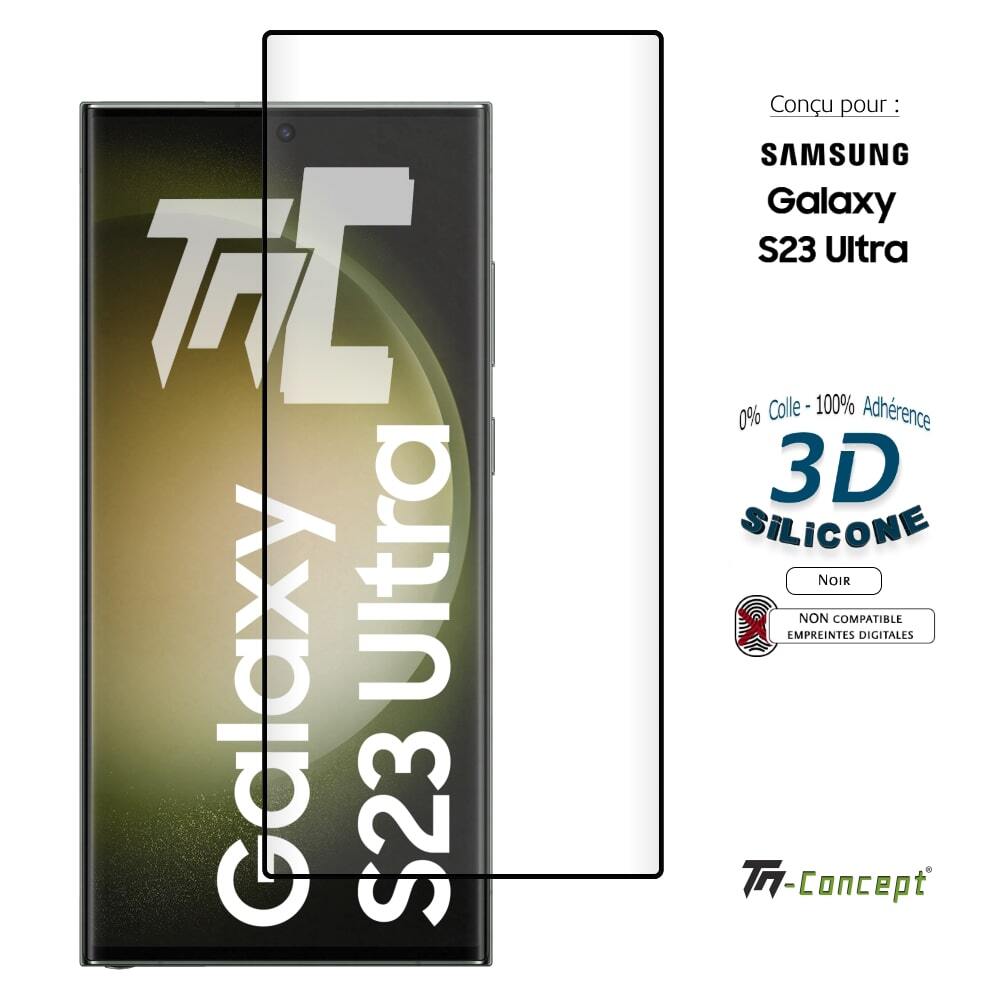 Verre trempé incurvé noir TM-Concept pour Samsung Galaxy S23 Ultra