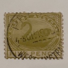 1905 1909 WESTERN AUSTRALIA SWAN STAMP 5d WITH PERTH SOTN SON CANCEL