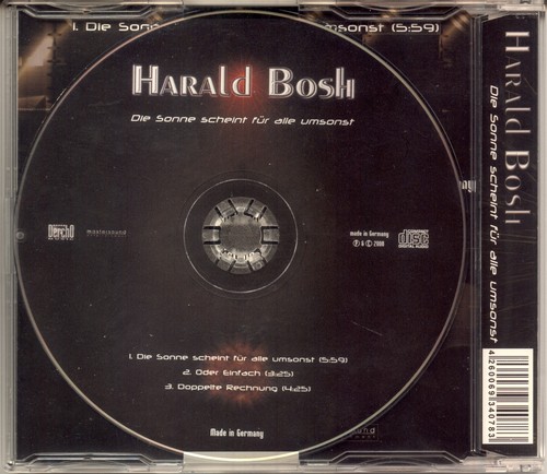 HARALD BOSH Die Sonne Scheint Für Alle Umsonst SYNTH POP, Maxi EP CD NEU 011-004 - Bild 2 von 2